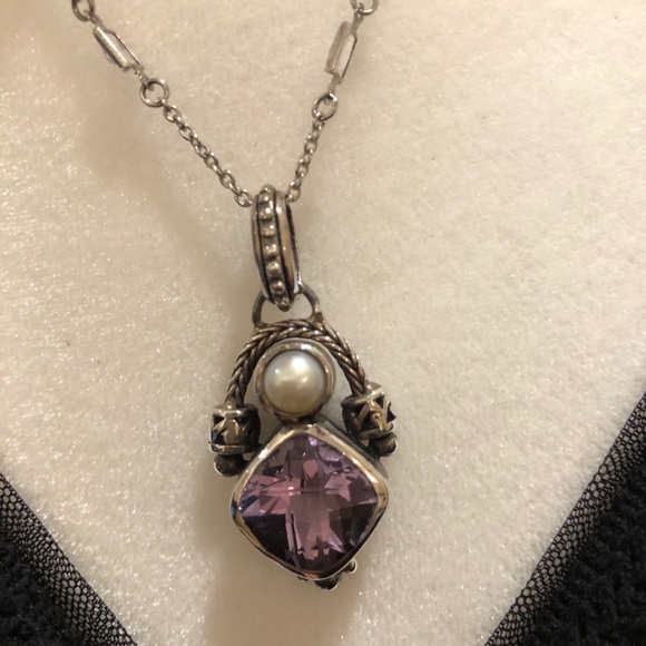 Gorgeous amethyst and pearl necklace - Picture 4 of 6